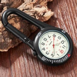 Multifunctional Clip-On Carabiner Pocket Watch Nurse Watch Compass Bottle Opener for Doctors Chefs Luminous Outdoor Sport Clock