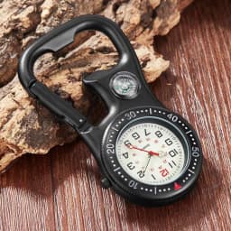 Multifunctional Clip-On Carabiner Pocket Watch Nurse Watch Compass Bottle Opener for Doctors Chefs Luminous Outdoor Sport Clock