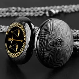 Exquisite Balance of Justice and Fairness Quartz Pocket Watch Necklace Pendant with Chain Gifts For Women Man Souvenir