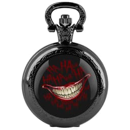 Joker Smile Design Dome Quartz Pocket Watch Arabic Numeral Dial Vintage Men Women Necklace Pendant Creative Clock Gift Relógio