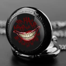 Joker Smile Design Dome Quartz Pocket Watch Arabic Numeral Dial Vintage Men Women Necklace Pendant Creative Clock Gift Relógio