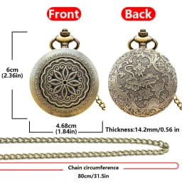 Vintage Bronze Clamshell Creative Cutout Flower Carved Necklace Quartz Pocket Watch Fashion Male And Female Students Universal