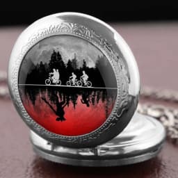 Suspenseful Movie Glass Dome Vintage Quartz Pocket Watch Men Women Pendant Necklace Chain Charm Clock Hours Jewelry Gifts