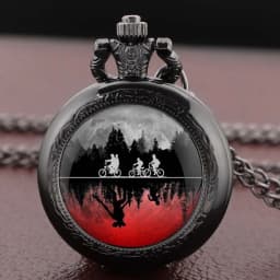 Suspenseful Movie Glass Dome Vintage Quartz Pocket Watch Men Women Pendant Necklace Chain Charm Clock Hours Jewelry Gifts