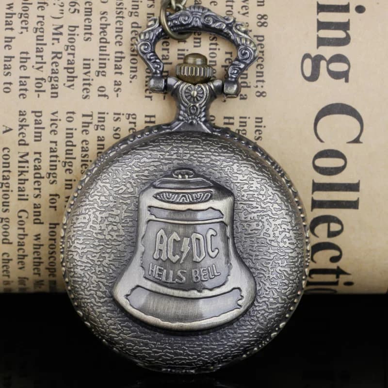 Vintage Bronze Quartz Pocket Watch Hell Bell Pattern Pendant Jewelry Chain Watch Men Women Clock Gift Collection