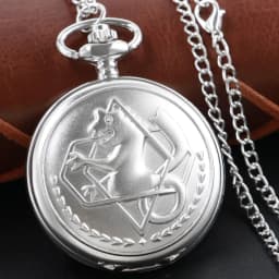Frosted Texture Alchemist Steampunk Quartz Pocket Watch Silver Case Necklace Pendant Clock Chain Men and Women Christmas Gift