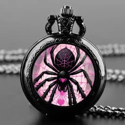 Fashion Love Spider Pink Web Dome Quartz Pocket Watch Arabic Numeral Dial Vintage Men Women Necklace Pendant Creative Clock Gift