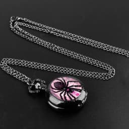 Fashion Love Spider Pink Web Dome Quartz Pocket Watch Arabic Numeral Dial Vintage Men Women Necklace Pendant Creative Clock Gift