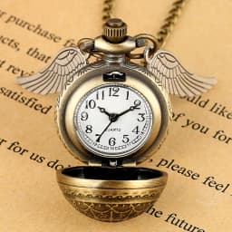 Bronze Quartz Pocket Watch Feather Wing Pendant Luxury Watches Vintage Fob Clock Chain Necklace Gift for Men Women Dropshipping