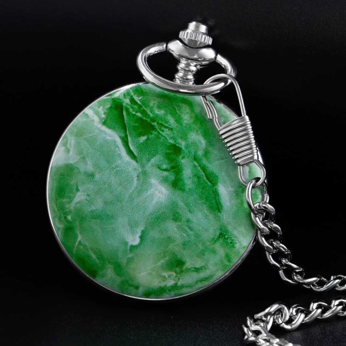 Antique Green Jade Mechanical Pocket Watch Classic Vintage Pendant Watch Men's Women's Necklace Jewelry Birthday Gift relógio