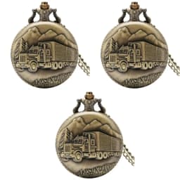 Vintage Bronze Classic Car Design Quartz Pocket Watch Men's Souvenir Gift Collection
