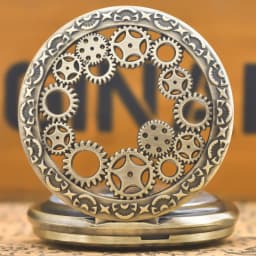 Black Hollow Gear Carved Quartz Pocket Watch Necklace Pendant Clock Chain Men Women Memorial Gift