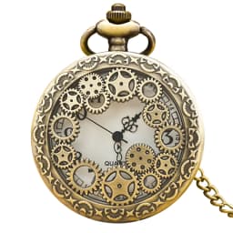 Black Hollow Gear Carved Quartz Pocket Watch Necklace Pendant Clock Chain Men Women Memorial Gift