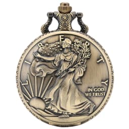 Retro Bronze Statue of Liberty Coin Pattern Collectible Quartz Pocket Watch Gift for Male Women Chronograph Hombre Relojes