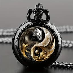 Vintage Inspired Double Dragon Pocket Watch Design with Dual-Tone Golden and Silvery Colors, Precise Quartz Movement Watch