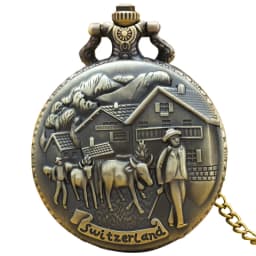 Vintage Bronze Clamshell Country Style Necklace Quartz Pocket Watch Gift Universal Male And Female Students
