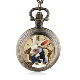Fashion Design Movie Alice Rabbit Pocket Watch Women Children Pendant Necklace Watches Gift