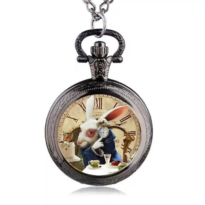 Fashion Design Movie Alice Rabbit Pocket Watch Women Children Pendant Necklace Watches Gift