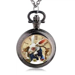 Fashion Design Movie Alice Rabbit Pocket Watch Women Children Pendant Necklace Watches Gift