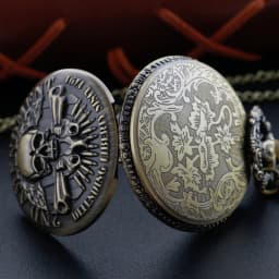 Rider Skull Quartz Pocket Watch Steampunk Necklace Clock Metal Stainless Steel Watch Pendant with Short Chain Gift Cf1223