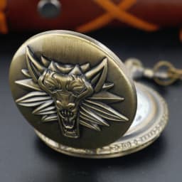 Bronze Antique Western Werewolf Embossed Quartz Pocket Watch Vintage Men's Fob Chain Clock Children's and Women's Gift