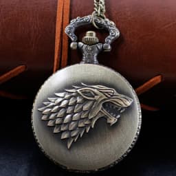 Bronze Antique Western Werewolf Embossed Quartz Pocket Watch Vintage Men's Fob Chain Clock Children's and Women's Gift