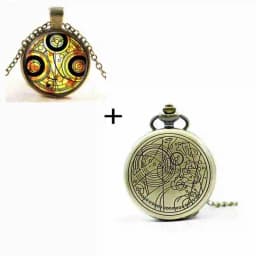 Retro Bronze Movie Design Pocket Watch Sets Men Women Watch Necklace Pendant Gift Sets
