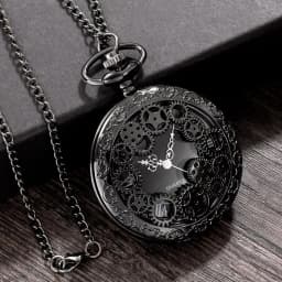 1pcs Punk Copper Retro Hollow Gear Hollow Quartz Pocket Watch Necklace Hanging Bracelet Men and Women with Chain Gift
