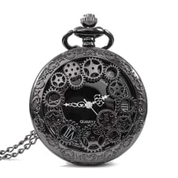 1pcs Punk Copper Retro Hollow Gear Hollow Quartz Pocket Watch Necklace Hanging Bracelet Men and Women with Chain Gift