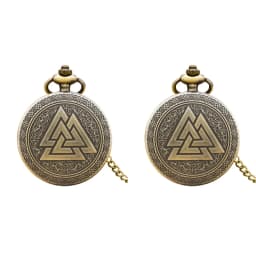 Retro Bronze Steampunk Flip-Top Male And Female Student Gifts Quartz Necklace Valkyry Triangle Commemorative Pocket Watch