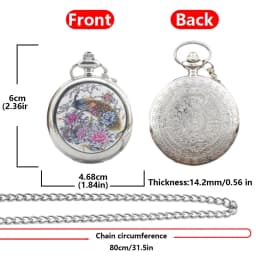 Vintage Bronze Steampunk Enamel Peacock Peony Quartz Pocket Watch Necklace Pendant Clock Chain Men's and Women's Gifts