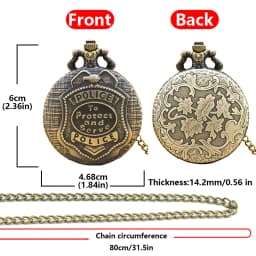 Vintage Bronze Steampunk Imitation Police Badge Carved Quartz Pocket Watch Necklace Pendant Clock Chain Men Women Chain Gift