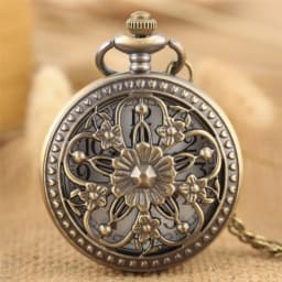 Elegance Flowers Bronze Hollow Hunter Pocket Watch Quartz Movement Vintage Exquisite Lady Jewelry Pendant Clock Gifts 2019