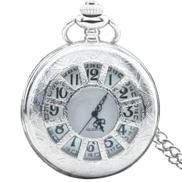Vintage Silvery Steampunk Cutout Carved Quartz Pocket Watch Necklace Pendant Clock Chain Men Women Chain Gift