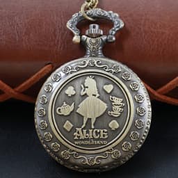 New Bronze in Wonderland Theme Quartz Pocket Watch Pendant Pocket Necklace Watches with FOB Chain Gifts Dropshipping