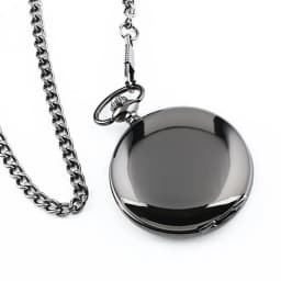 Retro Black Fashion Silver Smooth Steampunk Quartz Pocket Watch Stainless Steel Pendant 30CM Chain for Men Women relogio