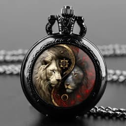 Cool Yin Yang Lion Design Glass Dome Quartz Pocket Watch Vintage Fashion Arabic Numeral Pendant Necklace Clock reloj de bolsillo