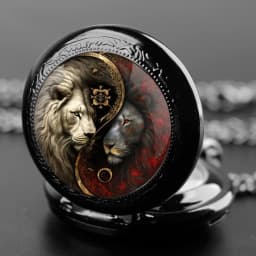 Cool Yin Yang Lion Design Glass Dome Quartz Pocket Watch Vintage Fashion Arabic Numeral Pendant Necklace Clock reloj de bolsillo