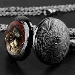 Cool Yin Yang Lion Design Glass Dome Quartz Pocket Watch Vintage Fashion Arabic Numeral Pendant Necklace Clock reloj de bolsillo