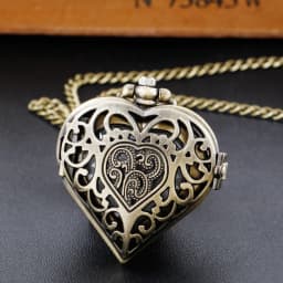 Heart Skeleton Design Vintage Pocket Watch Men Women Best Gift Fob Watch Arabic Digital Dial Pendant Necklace Pocket Watch