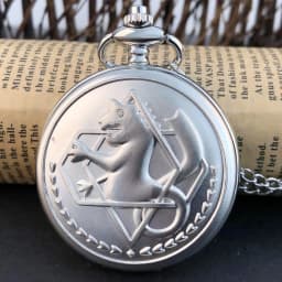 Simple Silver Fullmetal Alchemist Quartz Pocket Watch Anime Clock Design Pendant Fans Necklace Chain Gifts