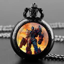 Children's Gifts Warrior Battle Scene Glass Dome Pocket Watch Men's Best Gifts Women's Pendant Necklace Clock Birthday Souvenir