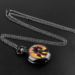 Children's Gifts Warrior Battle Scene Glass Dome Pocket Watch Men's Best Gifts Women's Pendant Necklace Clock Birthday Souvenir