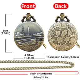 Vintage Bronze Clamshell Simple Castle-Style Carved Necklace Quartz Pocket Watch Gift For Male And Female Students