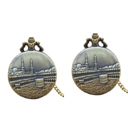 Vintage Bronze Clamshell Simple Castle-Style Carved Necklace Quartz Pocket Watch Gift For Male And Female Students