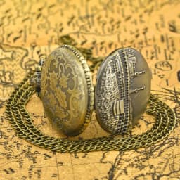 Vintage Bronze Clamshell Simple Castle-Style Carved Necklace Quartz Pocket Watch Gift For Male And Female Students