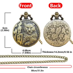 Vintage Clamshell Bronze Tiger Carved Necklace Quartz Pocket Watch A Powerful Jewelry Gift For Both Men And Women
