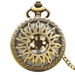 Vintage Bronze Steampunk Cutout Engraving Quartz Pocket Watch Necklace Pendant Clock Chain Men Women Chain Gift