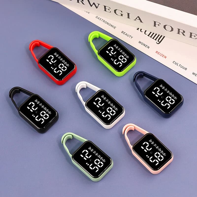 LED Digital Electronic Watch Keychain Luminous Function Children Gifts Multifunctional Hanging Watch Pocket Watches