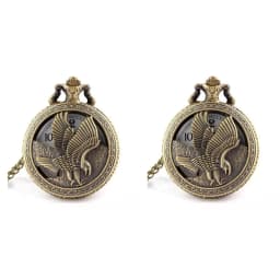 Bronze Hollow Eagle Carved Quartz Pocket Watch Pendant Necklace Holiday Gift for Men and Women